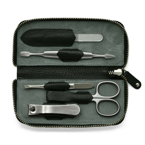 Ensemble de manucure 5 pièces dans un étui en cuir noir flottant, ciseaux de manucure - Product Image 5