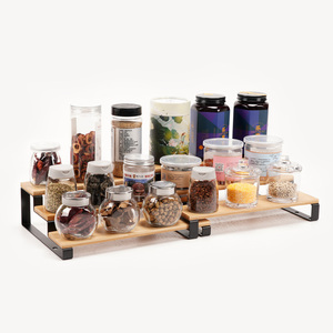 Kitchen Storage Set Kitchen Kitchen Cabinet Spice Organization Storage Free-standing Wooden 3 Tier Spice Jar Racks Organizer Set