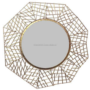 Miroir mural octogonal doré miroir mural décoratif pour salle de bain salon chambre miroirs de courtoisie - Product Image 2