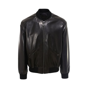 Chaqueta de cuero de oveja de estilo liso para hombre - Product Image 5