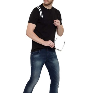 High Quality 100% Cotton T-<b>shirts</b> Custom Mock Neck Black T-<b>Shirt</b> Men Oversized Blank Plain - Product Image 3