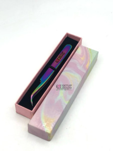 Pince à épiler d'extension de cils incurvés Plasma arc-en-ciel en acier inoxydable de meilleure qualité avec logo personnalisé Beaux instruments de beauté - Product Image 6