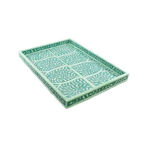 Customized Top Quality Handcrafted Natural Wood Bone Inlay Round Floral Serving <b>Tray</b> for Home Restaurants Hotel From India - Product Image 4