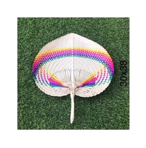 Eventail de feuille de palmier naturel en bambou, ventilateur à main à motifs roses, pour décor vietnamien, offre spéciale - Product Image 3
