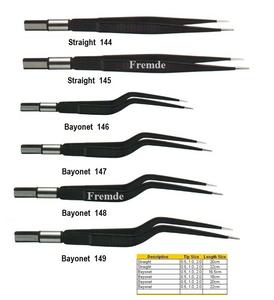 Pinza Bipolar europea, pinza bipolar reutilizable, bayoneta en ángulo hacia abajo, 16,5 cm a 24cm, punta de 0,50mm a 2mm, certificado CE - Product Image 6