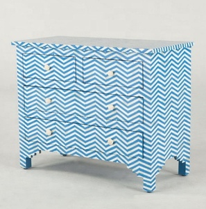 Xương Inlay ngực 3 ngăn kéo ánh sáng biển màu xanh lá cây hoa sang trọng khách sạn hiện đại tủ quần áo đồ nội thất Chất lượng thủ công mỹ nghệ xoài gỗ - Product Image 3