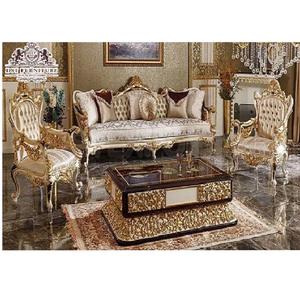 Ensemble canapé et Sofa classique sculpté, design italien Antique doré de luxe, meuble de salon, luxueux de Style français - Product Image 1