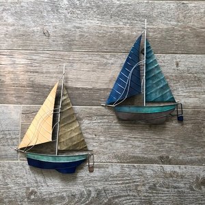 Décoration murale de bateau en métal, voile bleu - Product Image 5