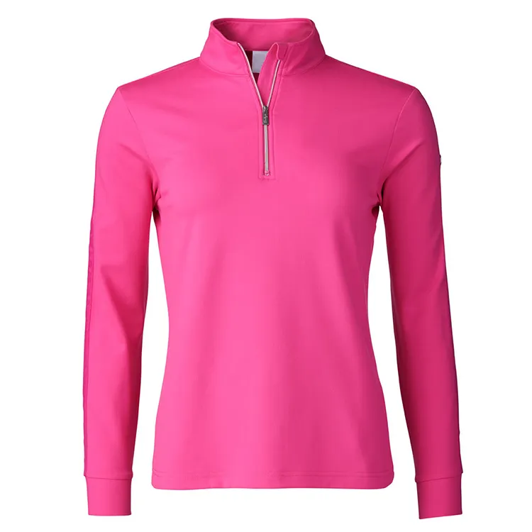 Wholesale quick dry sportswear stand collar long sleeve Unisex shirt custom half zip women and men golf polo 100%cotton shirts