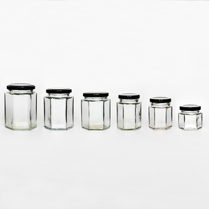 Commercio all'ingrosso 1.5 oz 45ml Mini Hexagon Vetro Barattolo di Miele Con Metallo Lug Coperchio Per Favori Pistacchio Pasta Zuccherate - Product Image 4