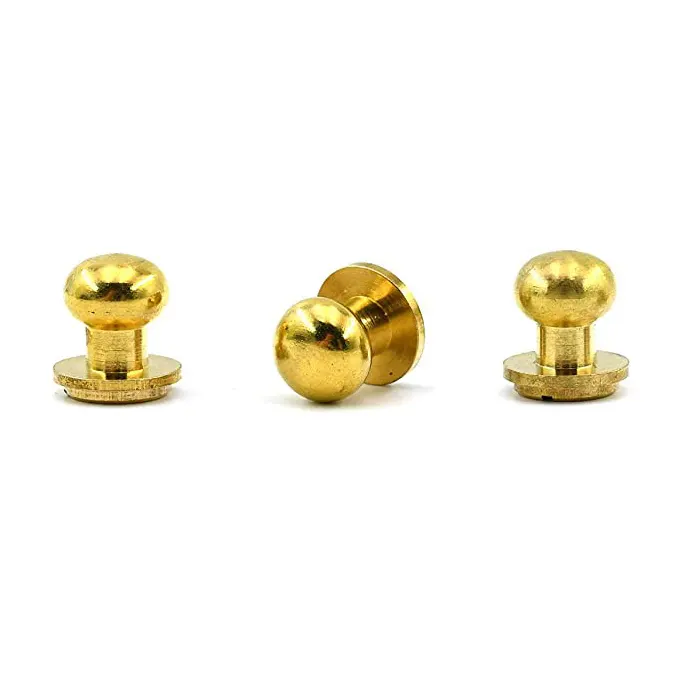 Prix d'usine direct 8mm mamelon clou en laiton bouton goujon attaches avec vis arrière pour vêtement accessoires en cuir