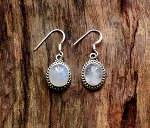 Pendientes colgantes de piedra lunar arcoíris reales, joyería de bisel de plata de ley 925, pendientes de bisel de moda - Product Image 4