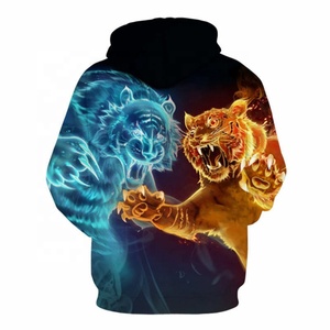 Sudadera con Capucha para Hombre, Invierno, Forro Polar Grueso, Manga Larga, Diseño 3D, Impresión por Transferencia de Calor, Ecológica, 370g, Color Neón, Estampado Gráfico de Animales - Product Image 6
