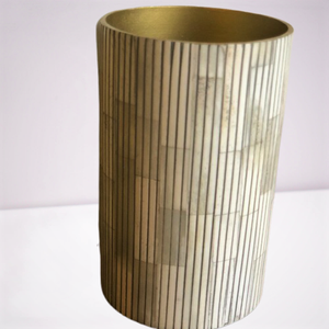 Florero con incrustaciones de hueso para flores secas en forma de cilindro y forro Diseño de incrustaciones de hueso para sala de estar Hogar Hotel Oficina - Product Image 2