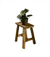 Tabouret rond en bois naturel, finition rustique, tabouret de présentation de plantes, tabouret en bois brut antique pour la décoration du salon