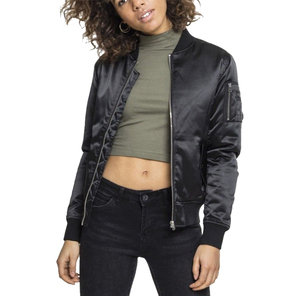 Chaqueta de bombardero de talla grande para mujer, ligera, de algodón con estampado personalizado, transpirable con soporte de cremallera, Color personalizado, a prueba de viento - Product Image 1