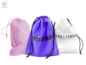 ถุงช้อปปิ้งแบบเชือกผูกปากถุงผ้าใยสังเคราะห์เป็นมิตรกับสิ่งแวดล้อมรีไซเคิลได้ตามต้องการสีซูเปอร์มาร์เก็ต - Product Image 6