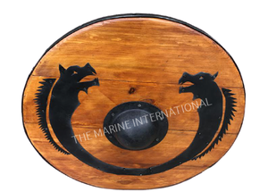 Escudo Medieval Diseñador Escudo 24 ''Madera Marrón y Negro Color Escudo Redondo Acero Batalla Recreación Acero Battle Ready escudo. - Product Image 2