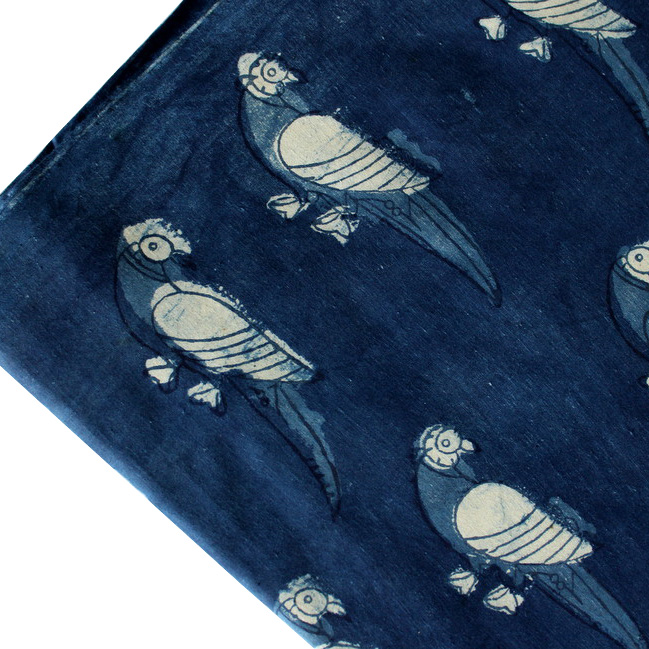 Animal Print Indigo Blue Fabric Eco Friendly Natural Hand Dyed Cotton