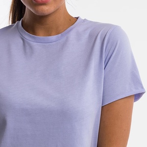 Wholesale Manufacturer Woman <b>Top</b> Fashion Fitness T Shirts Custom Screen Printing Logo Street Wear Half Sleeved Crew Neck Shirts - Product Image 4