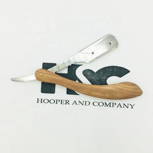 Professional Wood Handle Barber <b>Straight</b> <b>Razor</b> For Shaving Salon Wood Handle Barber <b>Razors</b> sustainable Stainless Steel Logo - Product Image 3