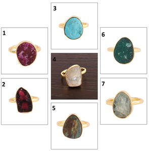 แหวนพลอยทำด้วยมือ unisex แฟชั่นใหม่ล่าสุดแหวนทอง/เงินชุบด้วยหินซิกแซกแบบปรับได้ลายใหม่ - Product Image 2