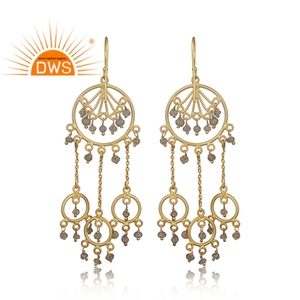 Designer Gold Plated 925 Silver Chandelier <b>Earrings</b> Wholesaler <b>Pretty</b> Labradorite Gemstone Drop Dangle <b>Earrings</b> Indian Jewelry - Product Image 3