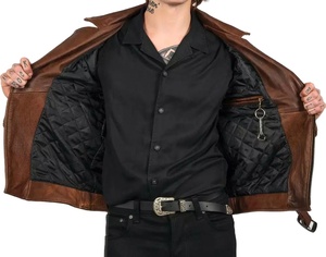 Blouson d'hiver en cuir Vintage homme, col montant, à la mode, personnalisé, vente en gros - Product Image 2