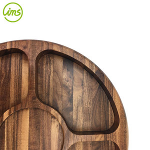 ถาดชิปแผ่นไม้อะคาเซียธรรมชาติทรงกลม - Product Image 4