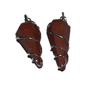 Con buena calidad de colgante de envoltura de alambre facetado de jaspe rojo 6: colgante de envoltura de alambre facetado de jaspe rojo 6 a la venta - Product Image 1