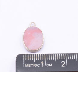 Pink Opal Oval Shape Silver Bezel <b>Bail</b> <b>Pendant</b> 14 To 16 MM With Gold Plated <b>Pendant</b> For Jewellery Making - Product Image 4