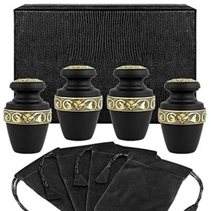 Juego de 4 urnas de cremación estilo americano con diseño de árbol, hermosa caja de terciopelo negro con tonos verdes, grabado personalizable, duradero - Product Image 2