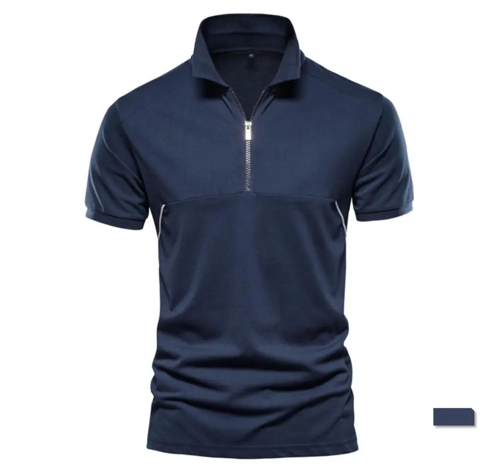 Herren Polo gestreifte T-Shirts New Style Half Zip Polo Shirt Freizeit kleidung Turn-Down Kragen Polo Shirts