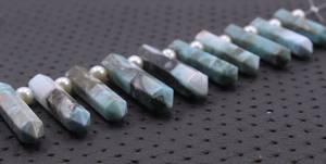 High Quality Natural Larimar Gemstone 11 Pieces 7x28-9x37 MM Pencil Shape Smooth <b>Blue</b> Single Point for Handmade Jewelry Making - Product Image 3