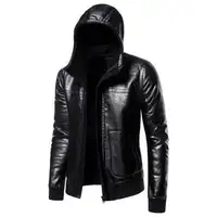 2021 kış erkek sıcak astarlı Zip İş Casual Faux deri kapşonlu siper Biker ceket-toptan fiyat
