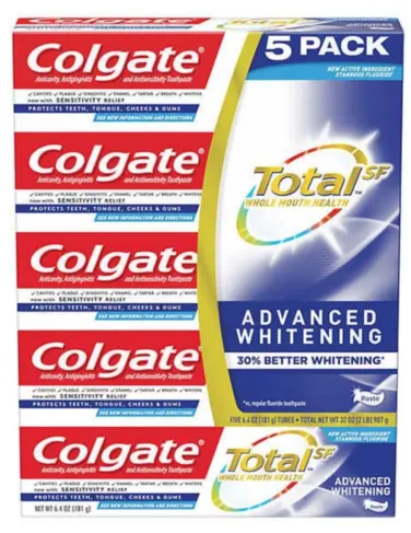 コルゲートトータル5パックSFアドバンストホワイトニング歯磨き粉6.4オンス