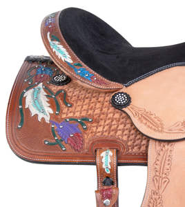 Premium Durable English Saddle Set para Barrel Racing Western Horse Tack Varios colores en tamaños 14 \ "-18 \" Hecho de cuero genuino - Product Image 6
