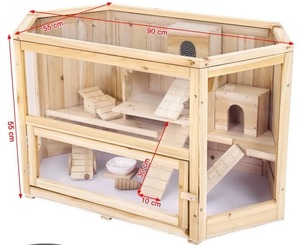 Jaula Grande de Madera Ecológica para Hámsteres y Conejos con Bandeja de Plástico y Diseño de <span class=keywords><strong>Animales</strong></span> - Product Image 5