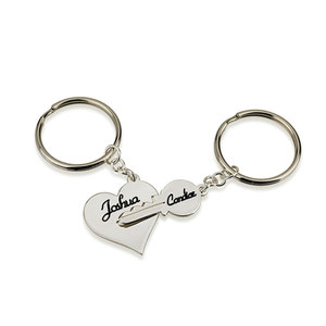 Porte-clés de couple avec message personnalisé, fait en métal et en argent, message I love you, vente en gros - Product Image 6