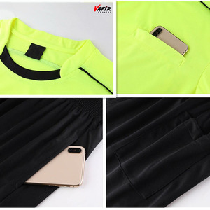 ชุดกรรมการฟุตบอลแบบมืออาชีพสำหรับทุกเพศ เสื้อแขนกุดคอกลม ชุดกางเกงขาสั้นมีกระเป๋าสามช่อง ผ้าสแปนเด็กซ์/โพลีเอสเตอร์ แห้งเร็ว - Product Image 6