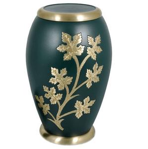 Urne de crémation en laiton de couleur marron mat de grande taille avec pot de récipient commémoratif fini gravé de blé pour les cendres adultes - Product Image 3