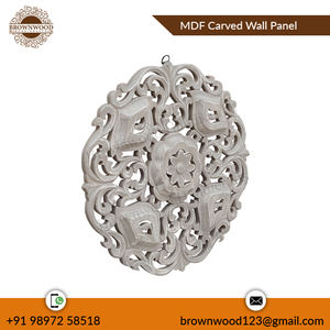 Panneau décoratif mural rond sculpté à la main en MDF antique blanc vert du fabricant indien et des panneaux décoratifs pour la salle des exportateurs - Product Image 2