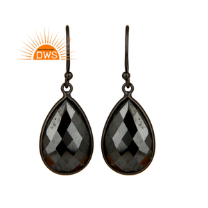 Pendientes colgantes hechos a mano de piedras preciosas de hematita al por mayor de Plata de Ley 925 para mujer fabricante de joyas - Product Image 1