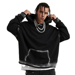 OEM Casual Men's Oversized Fit <b>Hoodies</b> Zipper up Solid Color Custom Logo Heavyweight Simple Spring Autumn Fleece Hoodie - Product Image 3