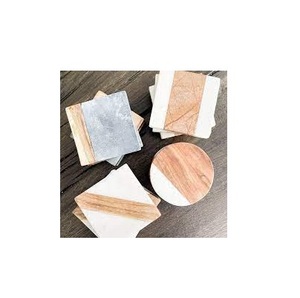 Usine en gros de haute qualité blanc rond en forme de coeur sous-verres en marbre et bois pour boissons qualité incroyable - Product Image 4
