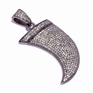 Argent Sterling 925 Unisexe Déclaration Micro Pave CZ Pendentif Plein Zircon Cubique Noir Plaqué Personnalisable Mode Pendentifs Charmes - Product Image 2