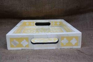 Bandeja con incrustaciones de huesos para Hotel, estante de ducha de almacenamiento, bandeja de exhibición para servir, venta al por mayor, personalizar el logotipo de Color amarillo, embalaje personalizado - Product Image 3