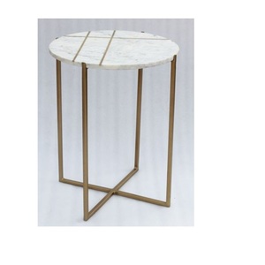 Aluminum Hexagonal Bottom Marble Side Stool Brass Room Luxury <b>Table</b> Usage Office Home Room Restaurant Round Made in India <b>Square</b> - Product Image 2