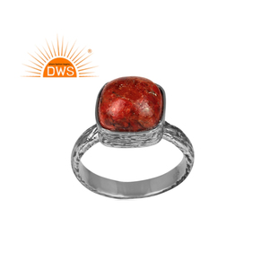 แหวนพลอยปะการังสเตอร์ลิงทำจากเงินธรรมชาติสำหรับผู้หญิงเป็นของขวัญสำหรับผู้หญิงได้รับความนิยม925ออกซิไดซ์ - Product Image 1