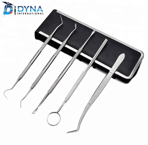 Kit d'hygiène dentaire en acier inoxydable avec étui en cuir, 5 pièces - Product Image 2